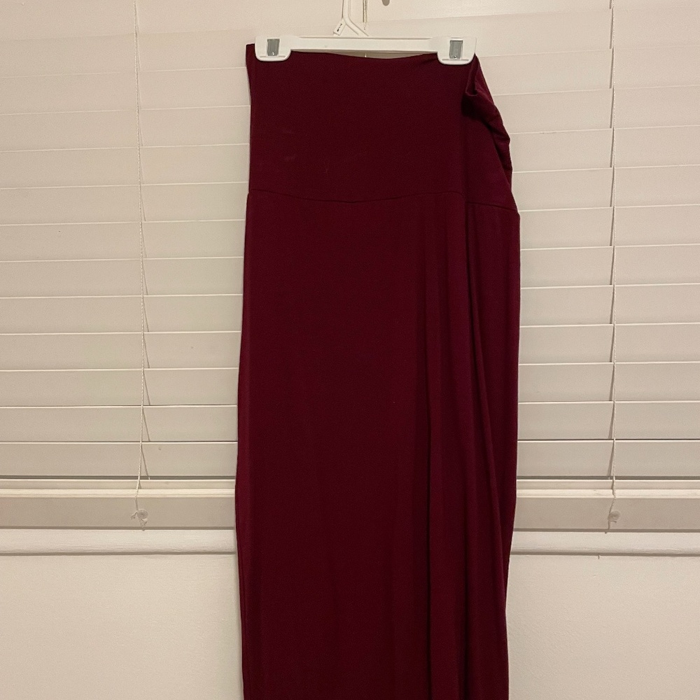 Burgundy maxi pencil skirt